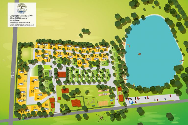 Camping Le Chêne du Lac Gironde plattegrond 768x512